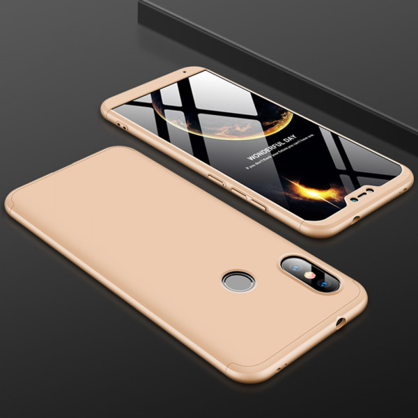 Матовый защитный чехол GKK 360° для Xiaomi Mi A2 Lite Золотой