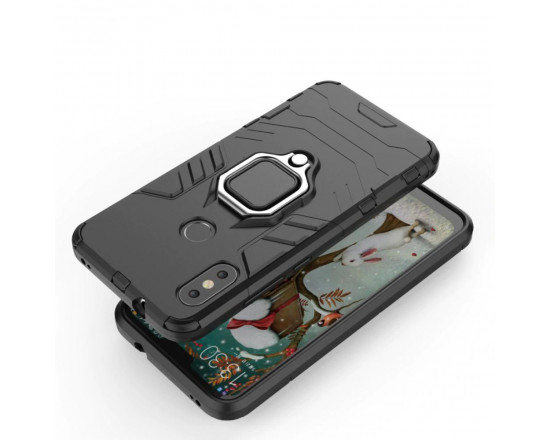 Защитный бампер IronMan для Xiaomi Mi A2 Lite с кольцом-держателем Черный