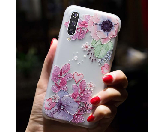 Рельєфний силіконовий чохол для Samsung A7 2018 (A750) з картинкою Квіткова композиція