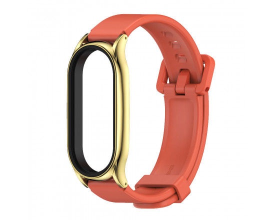 Ремешок MiJobs с металлической капсулой для Xiaomi Mi Band 5 Оранжевый + золотой