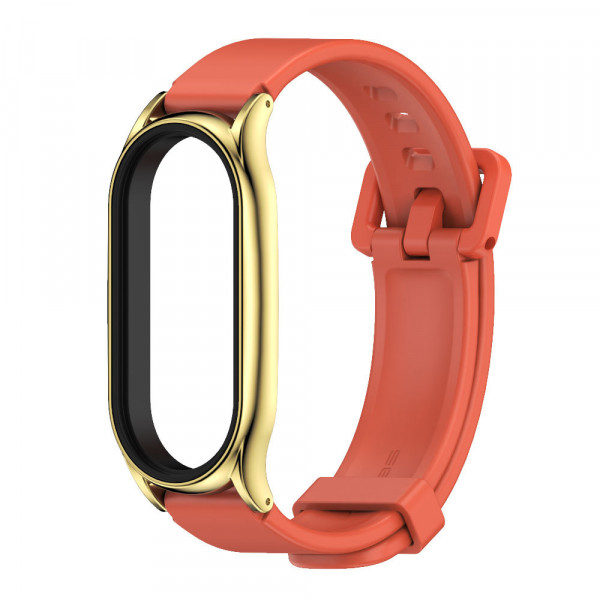 Ремешок MiJobs с металлической капсулой для Xiaomi Mi Band 6 Оранжевый + золотой