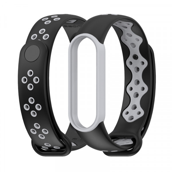 Силиконовый ремешок MiJobs Sport для Xiaomi Mi Band 6 Чёрно-серый