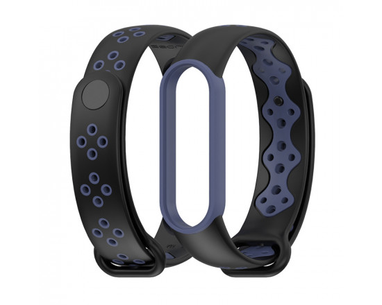 Силіконовий ремінець MiJobs Sport для Xiaomi Mi Band 5 Чорно-синій