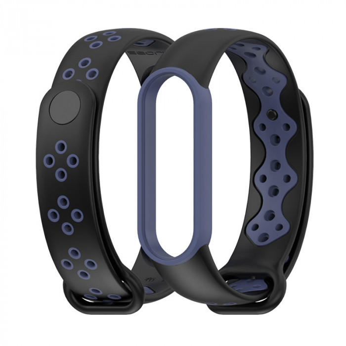 Силіконовий ремінець MiJobs Sport для Xiaomi Mi Band 6 Чорно-синій