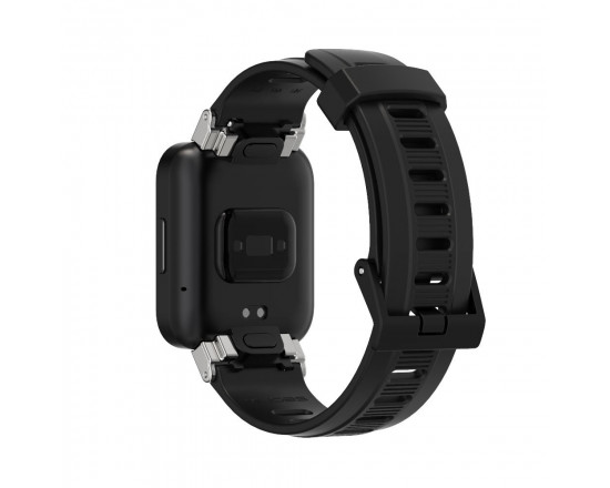 Силіконовий ремінець MiJobs Active для Xiaomi Redmi Watch 3 чорно-сріблястий