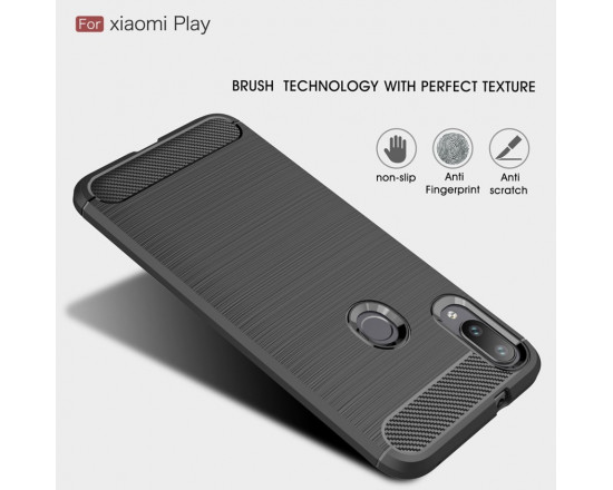 Силіконовий чохол з карбоновою вставкою для Xiaomi Mi Play Чорний