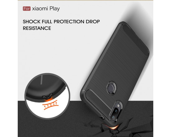 Силиконовый чехол с карбоновой вставкой для Xiaomi Mi Play Черный