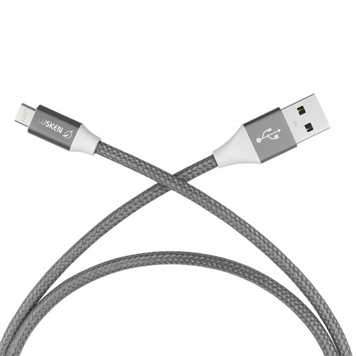 Micro USB кабель Wsken у нейлоновому обплетенні 1m Grey