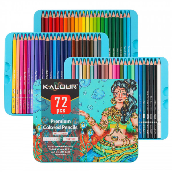 Кольорові олівці Kalour 72 кольори в металевому пеналі