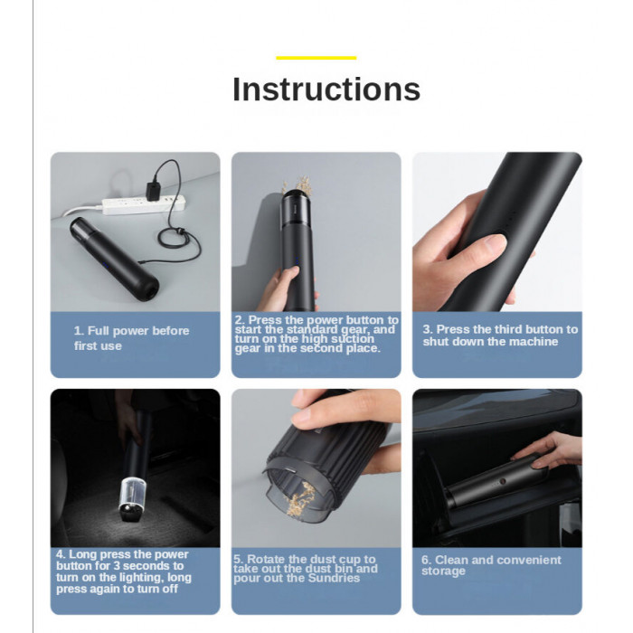 Автомобильный пылесос BASEUS Car Vacuum Cleaner A3 135 Вт, 17-45min, 15000Pa