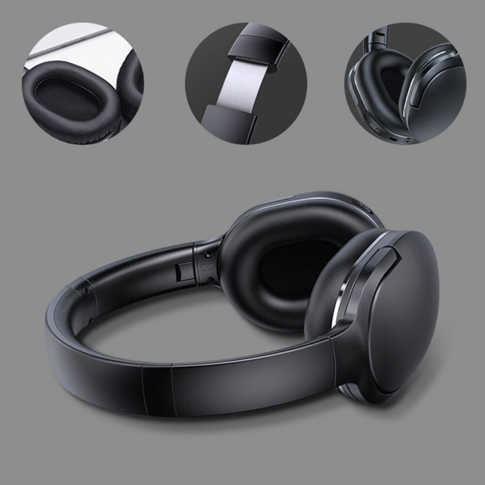 Бездротові накладні Bluetooth навушники BASEUS Encok Wireless headphone D02 Pro BT5.3, AUX Black (NGTD010201)