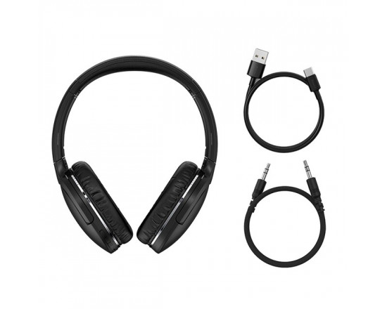 Бездротові накладні Bluetooth навушники BASEUS Encok Wireless headphone D02 Pro BT5.3, AUX Black (NGTD010201)