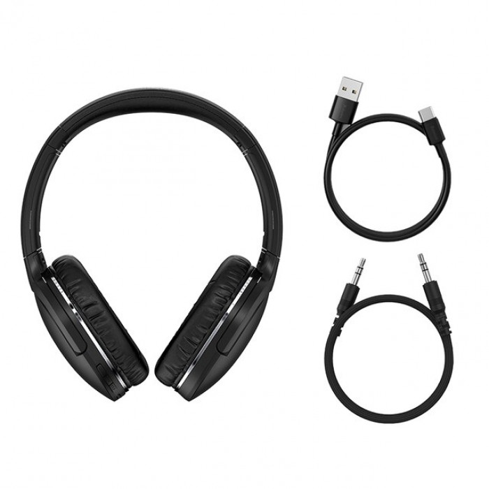 Бездротові накладні Bluetooth навушники BASEUS Encok Wireless headphone D02 Pro BT5.3, AUX Black (NGTD010201)