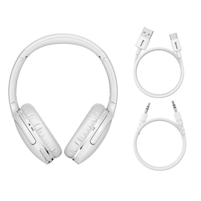 Бездротові накладні Bluetooth навушники BASEUS Encok Wireless headphone D02 Pro BT5.3, AUX White (NGTD010202)