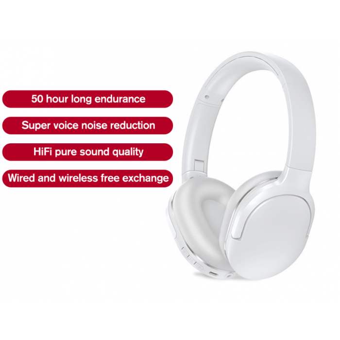 Бездротові накладні Bluetooth навушники BASEUS Encok Wireless headphone D02 Pro BT5.3, AUX White (NGTD010202)