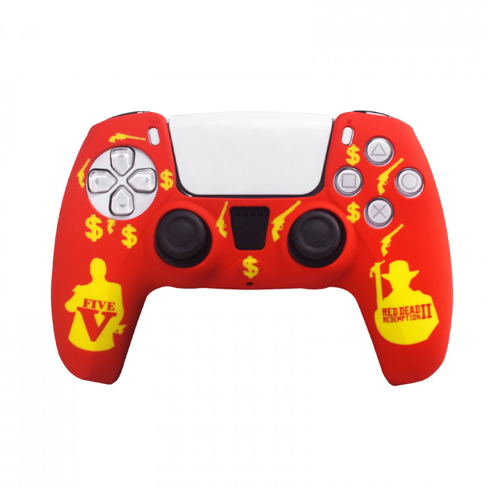 Купить Силиконовый чехол RDR2 для PS5 DualSense - красный ковбойский дизайн