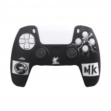 Силиконовый чехол Mortal Kombat MK Edition для PS5 DualSense - чёрно-белый дизайн с молниями