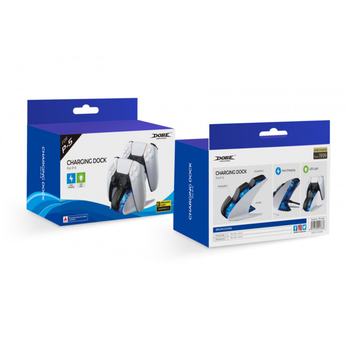 Купити подвійну зарядну док-станцію для DualSense Sony PlayStation PS5 DOBE TP5-0583