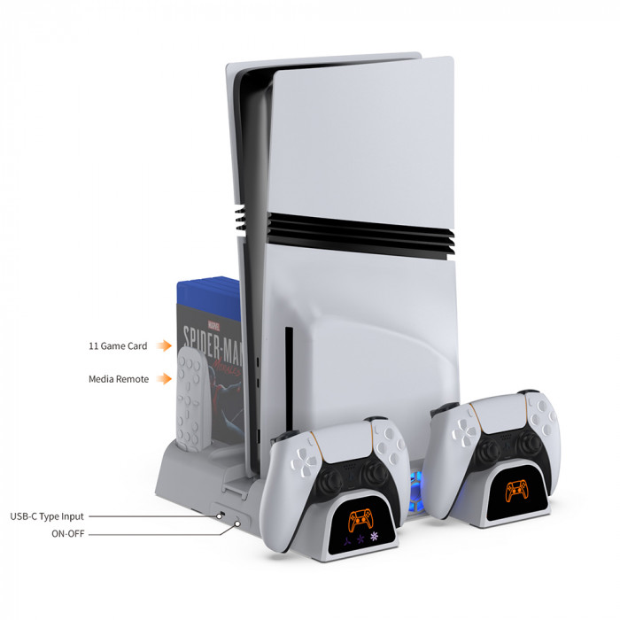 Мультифункціональна док-станція Dobe TP5-3532D для PS5: зарядка та охолодження двох геймпадів!