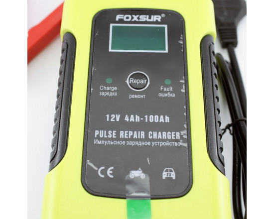 Автоматичний імпульсний зарядний пристрій для автомобільного акумулятора Foxsur 12V Жовтий FBC1205D