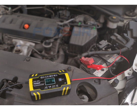 Автоматическое импульсное зарядное устройство для автомобильного аккумулятора Foxsur 12V-24V 8A Желтый FBC122408D