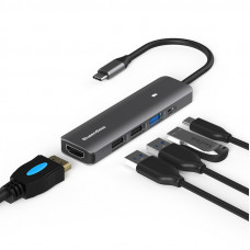 USB-хаб Blueendless BS-HC502 5-в-1 Type-C to USB 3.0 + 2хUSB 2.0 + HD 4K 30 Гц + 100 Вт PD