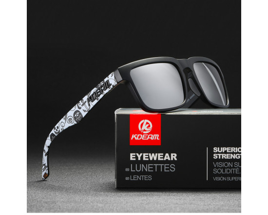 Солнцезащитные очки Kdeam 332, поляризационные C4 Черно-серебристый