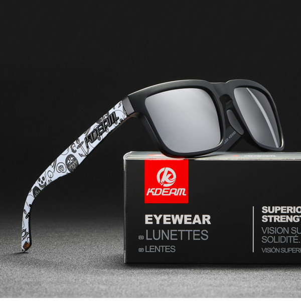 Солнцезащитные очки Kdeam 332, поляризационные C4 Черно-серебристый