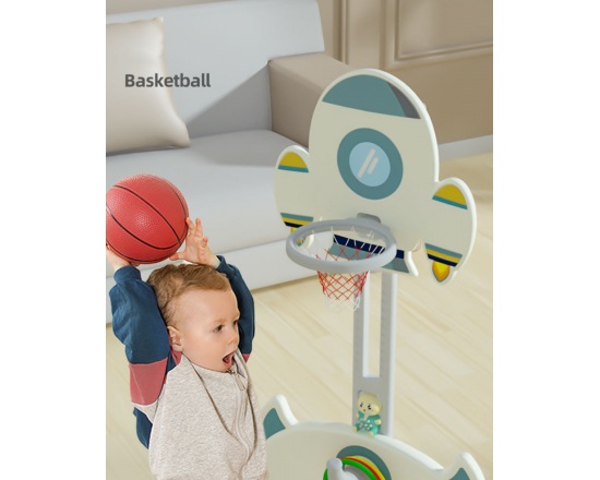 Детский спортивный игровой комплекс Белая ракета 4 в 1 баскетбольное кольцо, футбольные ворота, гольф, кольца