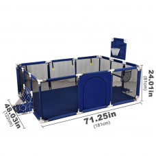 Дитячий ігровий манеж 120×180 см з баскетбольним кільцем, воротами, кульками (30шт) та ручками Синій