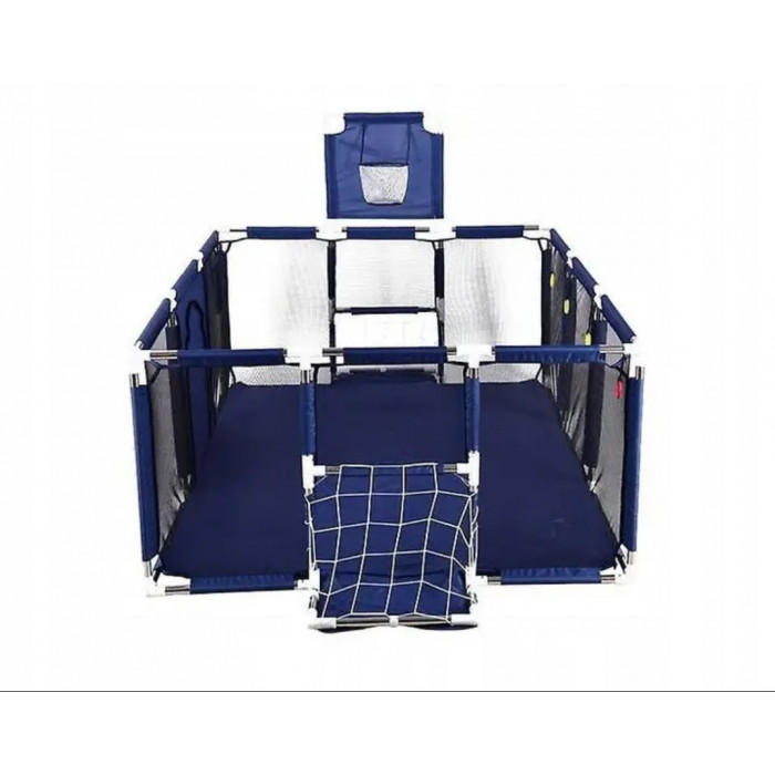 Дитячий ігровий манеж 120×180 см з баскетбольним кільцем, воротами, кульками (30шт) та ручками Синій