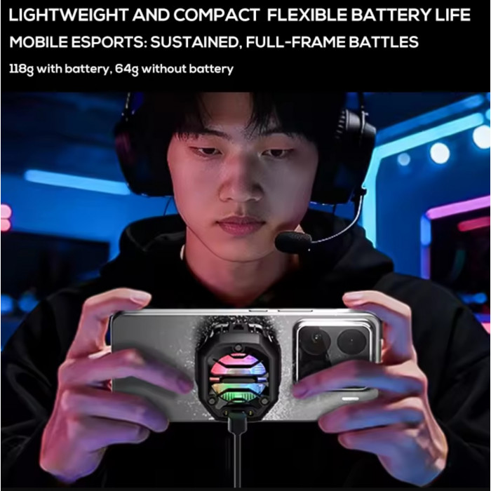 Купити MEMO CX14 — кулер для смартфона з акумулятором та RGB Black 11w