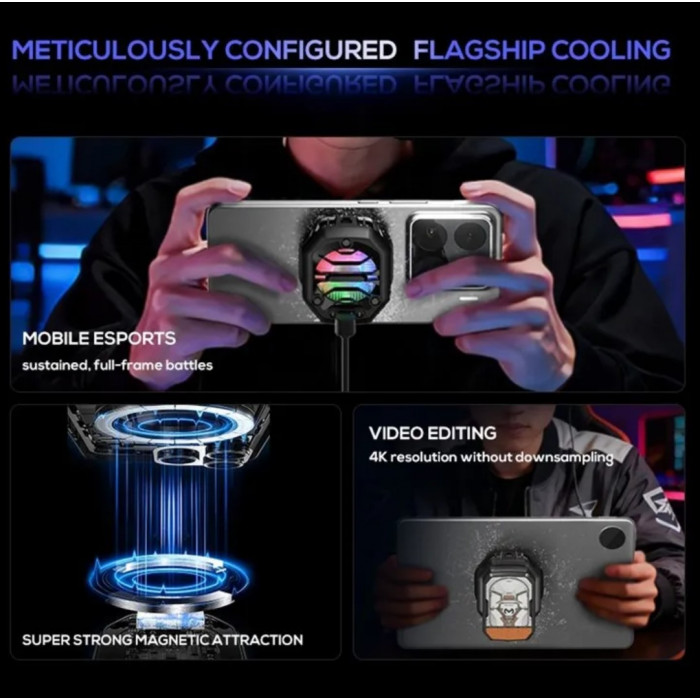 Купити MEMO CX14 — кулер для смартфона з акумулятором та RGB Black 11w