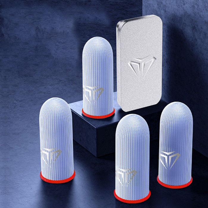 Купить Игровые напальчники Shezi S03 Red — серебряное волокно, сверхчувствительные, металлический кейс (4 шт.)