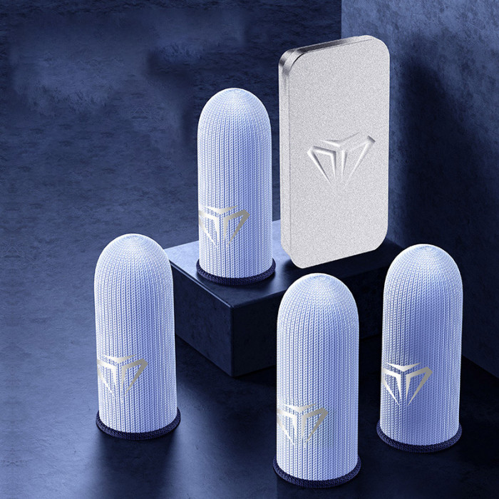 Купить Игровые напальчники Shezi S03 Black — серебряное волокно, сверхчувствительные, металлический кейс (4 шт.)