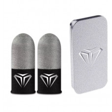 Shezi S04 - ігрові напальчники срібні подвійні волокна + металевий матовий бокс (2 шт.)