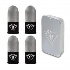 Shezi S04 - игровые напальчники серебряные двойные волокна + металлический матовый бокс (4 шт.)