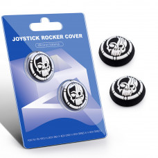 Силиконовые накладки на стики PS5/PS4/Xbox Skull Style (Black / White) – Thumb Grips 2 шт (антиковские)