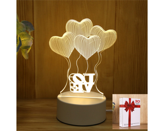 3D світильник-нічник «Повітряні кульки Love» 3D Creative