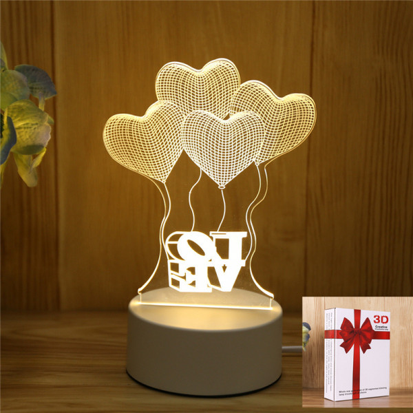 3D светильник-ночник «Воздушные шарики Love» 3D Creative