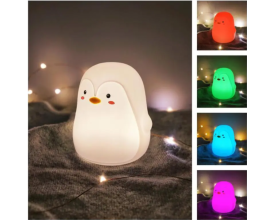 Силиконовый светильник - ночник Пингвин со встроенным аккумулятором