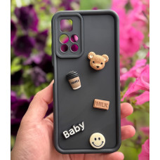 Силиконовый чехол Кофе и медведь для Xiaomi Redmi Note 11/11s Черный