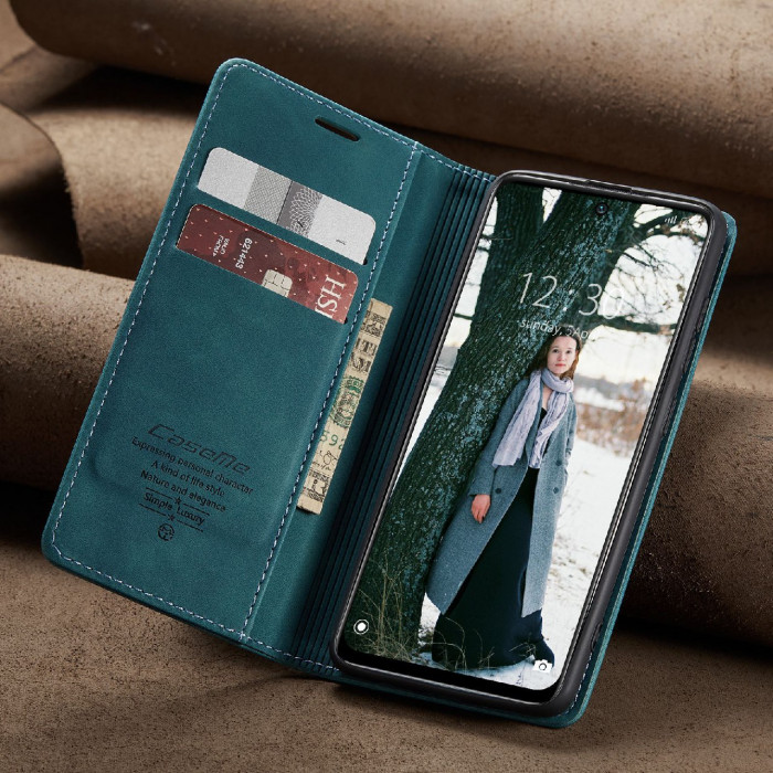 Чехол-книжка CaseMe из нубука для Xiaomi Redmi 13C Бирюзовый