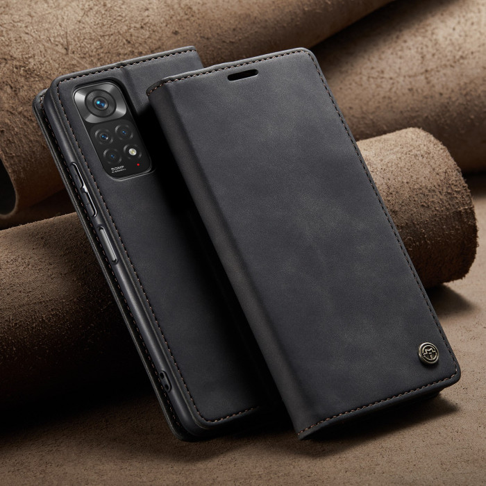 Чохол-книжка CaseMe із нубуку для Xiaomi Redmi Note 12s Чорний