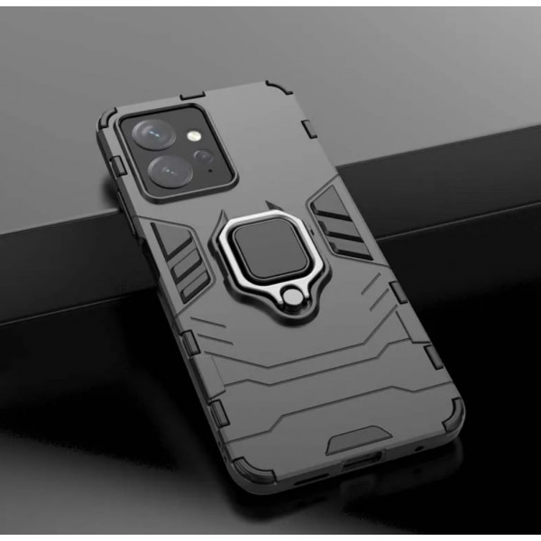 Защитный бампер IronMan для Xiaomi Redmi Note 12 4G с кольцом-держателем Чёрный