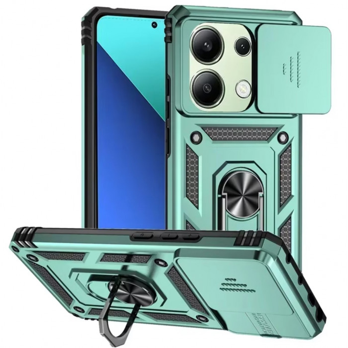 Ультратонкий протиударний чохол Camshield для Xiaomi Redmi Note 13 Pro 4G з кільцем-тримачем Зелений