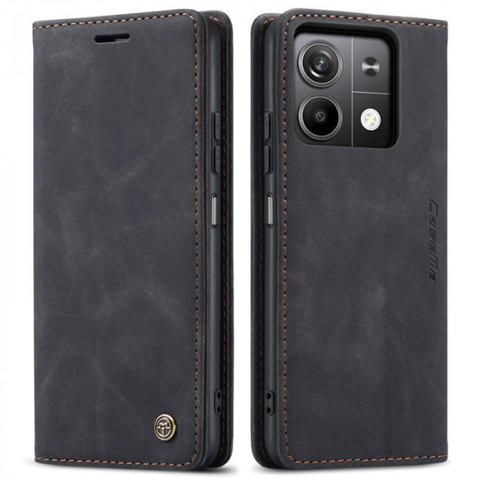 Чехол-книжка CaseMe из нубука для Xiaomi Redmi Note 13 5G Чёрный