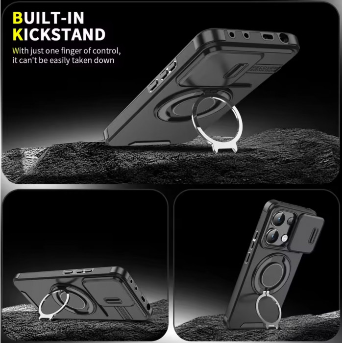 Протиударний чохол Camshield для Xiaomi Redmi 14C з кільцем-тримачем Синій