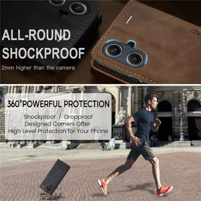 Чехол-книжка CaseMe из нубука для Xiaomi Redmi Note 13 Pro+ 5G Чёрный