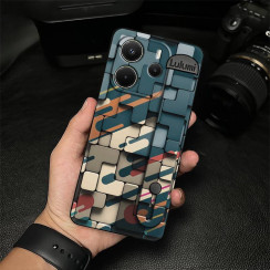 Силиконовый чехол для Xiaomi Redmi Note 14 4G с ремешком-подставкой Кирпчиная мозаика